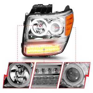 Anzo USA - 111144 | Anzo USA Projector Headlights w/ RX Halo Chrome & LED Signal (2007-2012 Nitro) - Image 4