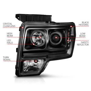 Anzo USA - 111161 | Anzo USA Projector Headlights w/ RX Halo Black (2009-2014 F150 Pickup) - Image 4