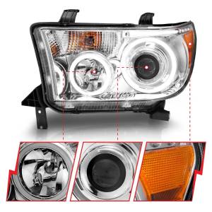 Anzo USA - 111173 | Anzo USA Projector Headlights w/ RX Halo Chrome (2007-2013 Tundra | 2008-2017 Sequoia) - Image 3