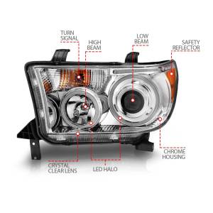 Anzo USA - 111173 | Anzo USA Projector Headlights w/ RX Halo Chrome (2007-2013 Tundra | 2008-2017 Sequoia) - Image 4