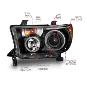 Anzo USA - 111174 | Anzo USA Projector Headlights w/ RX Halo Black (2007-2013 Tundra | 2008-2017 Sequoia) - Image 4
