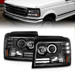 Anzo USA - 111184 | Anzo USA Projector Headlights w/ Halo Black (1992-1996 F150, Bronco | 1992-1998 F250, F350) - Image 6