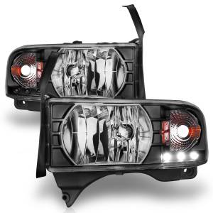 111205 | Anzo USA Crystal Headlights Black w/ LED (1994-2001 Ram 1500 | 1994-2002 Ram 2500, 3500)