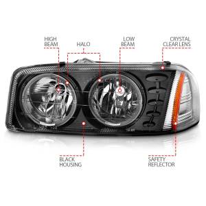 Anzo USA - 111207 | Anzo USA Crystal Headlights w/ Halo Black (1999-2006 Sierra 1500, 2500, 3500 | 2000-2006 Yukon) - Image 3