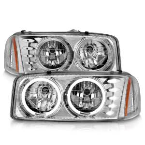 111208 | Anzo USA Crystal Headlights w/ Halo Chrome (1999-2006 Sierra 1500, 2500, 3500 | 2000-2006 Yukon)