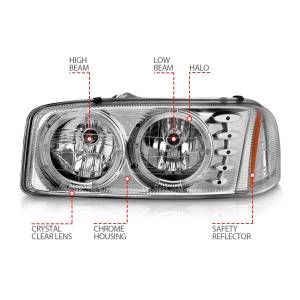 Anzo USA - 111208 | Anzo USA Crystal Headlights w/ Halo Chrome (1999-2006 Sierra 1500, 2500, 3500 | 2000-2006 Yukon) - Image 3