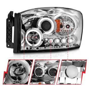 Anzo USA - 111210 | Anzo USA Projector Headlights w/ Halo Chrome (2006-2008 Ram 1500 | 2006-2009 Ram 2500, 3500) - Image 2