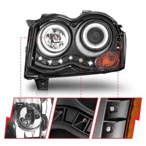 Anzo USA - 111213 | Anzo USA Projector Headlights w/ RX Halo Black (2008-2010 Grand Cherokee) - Image 2