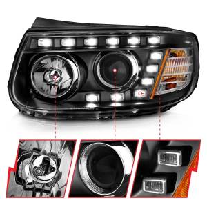 Anzo USA - 111237 | Anzo USA Projector Headlights w/ LED Black (2007-2012 Sante Fe) - Image 1