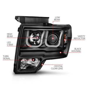 Anzo USA - 111263 | Anso USA Projector Headlights w/ U-Bar Black (2009-2014 F150) - Image 3