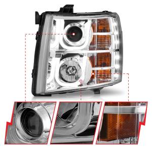 Anzo USA - 111282 | Anzo USA Projector Headlights w/ U-Bar Chrome (2007-2013 Silverado 1500 | 2007-2014 Silverado 2500 HD, 3500 HD) - Image 1