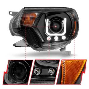 Anzo USA - 111290 | Anzo USA Projector Headlights w/ U-Bar Black (2012-2015 Tacoma) - Image 2