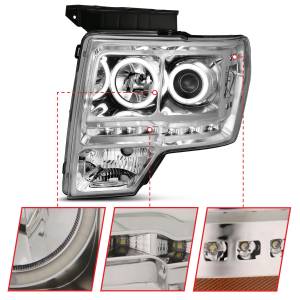 Anzo USA - 111297 | Anzo USA Projector Headlights w/ RX Halo Chrome (2009-2014 F150) - Image 2