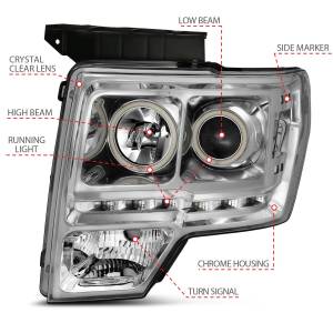 Anzo USA - 111297 | Anzo USA Projector Headlights w/ RX Halo Chrome (2009-2014 F150) - Image 4