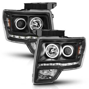 111298 | Anzo USA Projector Headlights w/ RX Halo Black (2009-2014 F150)