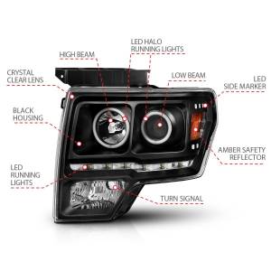 Anzo USA - 111298 | Anzo USA Projector Headlights w/ RX Halo Black (2009-2014 F150) - Image 3