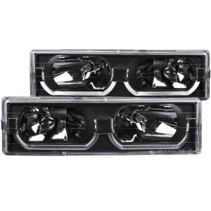 Anzo USA - 111299 | Anzo USA Crystal Headlights Black w/ Low - Brow (1988-1998 C,K1500, 2500 | 1988-2000 C,K3500 | 1992-1999 Suburban, Tahoe, Yukon) - Image 1