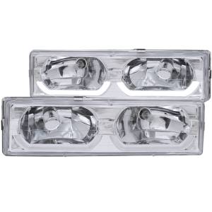 111300 | Anzo USA Crystal Headlights Chrome w/ Low - Brow (1988-1998 C,K1500 | 1988-2000 C,K3500 | 1992-1999 Suburban, Tahoe, Yukon)