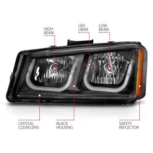 Anzo USA - 111312 | Anzo USA Projector Headlights w/ U-Bar Black (2003-2006 Avalanche | 2003-2006 Silverado 1500, 2500 HD, 3500 HD) - Image 4