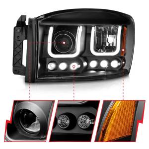 Anzo USA - 111314 | Anzo USA Projector Headlights w/ U-Bar Black (2006-2008 Ram 1500 | 2006-2009 Ram 2500, 3500) - Image 2