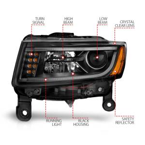 111329 | Anzo USA Projector Headlights w/ Plank Style Black (2014-2016 Grand Cherokee)