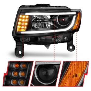 Anzo USA - 111329 | Anzo USA Projector Headlights w/ Plank Style Black (2014-2016 Grand Cherokee) - Image 3