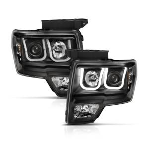 Anzo USA - 111351 | Anzo Projector Headlights w/ U-Bar Black (2009-2014 F150 Pickup) - Image 1