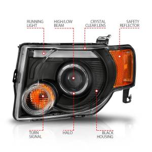 Anzo USA - 111355 | Anzo USA Projector Headlights w/ Halo Black (2008-2012 Escape) - Image 4