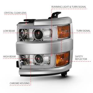 Anzo USA - 111360 | Anzo USA Projector Headlights w/ Plank Style Chrome (2015-2019 Silverado 2500 HD, 3500 HD) - Image 3