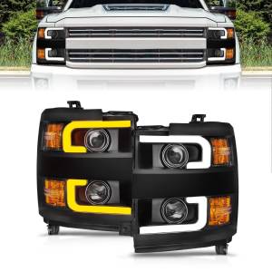 Anzo USA - 111364 | Anzo USA Projector Headlights Switchback Black w/Black Trim (2015-2019 Silverado 2500 HD, 3500 HD) - Image 6