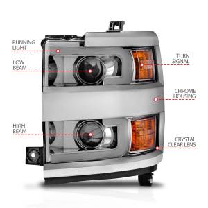 Anzo USA - 111366 | Anzo USA Projector Headlights w/ Switchback Chrome w/ Chrome Trim (2015-2019 Silverado 2500 HD, 3500 HD) - Image 3