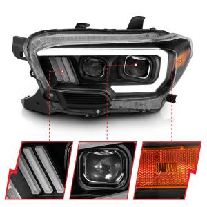 111379 | Anzo USA Projector Headlights Plank Style Black w/ LED DRL (2016-2023 Tacoma)