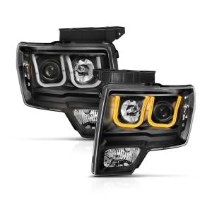 Anzo USA - 111383 | Anzo USA Projector Headlights U-Bar w/ Switchback Black (2009-2014 F150 Pickup) - Image 2