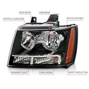 Anzo USA - 111392 | Anzo USA Crystal Headlights Black (2007-2013 Avalanche, | 2007-2014 Suburban, Tahoe) - Image 3