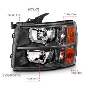 Anzo USA - 111393 | Anzo USA Crystal Headlights Black (2007-2013 Silverado 1500 | 2007-2014 Silverado 2500 HD, 3500 HD) - Image 3