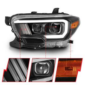 Anzo USA - 111397 | Anzp USA Projector Headlights Plank Style w/ Switchback Black (2016-2023 Tacoma) - Image 2