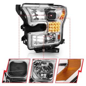 Anzo USA - 111409 | Anzo USA Projector Headlights Plank Style Design Chrome w/ Sequential Turn Signal (2015-2017 F150 Pickup) - Image 1