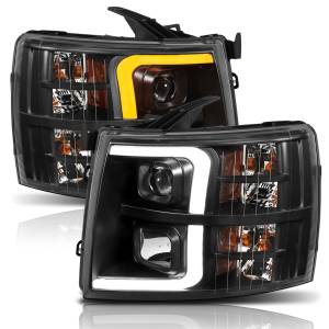 Anzo USA - 111410 | Anzo USA Projector Headlights Plank Style w/ Switchback Black (2007-2013 Silverado 1500 | 2007-2014 Silverado 2500 HD, 3500 HD) - Image 1