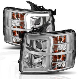 Anzo USA - 111411 | Anzo USA Projector Headlights Plank Style w/ Switchback Chrome (2007-2013 Silverado 1500 | 2007-2014 Silverado 2500 HD, 3500 HD) - Image 1