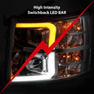 Anzo USA - 111411 | Anzo USA Projector Headlights Plank Style w/ Switchback Chrome (2007-2013 Silverado 1500 | 2007-2014 Silverado 2500 HD, 3500 HD) - Image 5