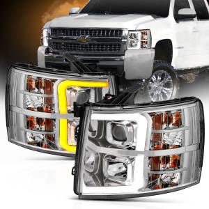 Anzo USA - 111411 | Anzo USA Projector Headlights Plank Style w/ Switchback Chrome (2007-2013 Silverado 1500 | 2007-2014 Silverado 2500 HD, 3500 HD) - Image 6