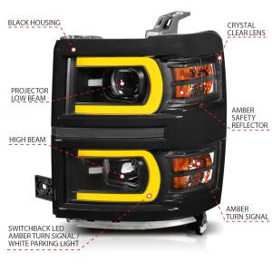 Anzo USA - 111412 | Anzo USA Projector Headlights Plank Style w/ Switchback Black (2014-2015 Silverado 1500) - Image 4