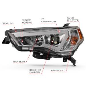 Anzo USA - 111417 | Anzo USA Projector Headlights Plank Style w/ Switchback Chrome (2014-2023 4 Runner) - Image 4