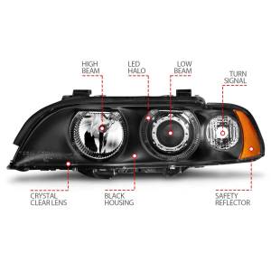 Anzo USA - 121017 | Anzo USA Projector Headlights w/ Halo Black (1997-2001 5 Series E39) - Image 4