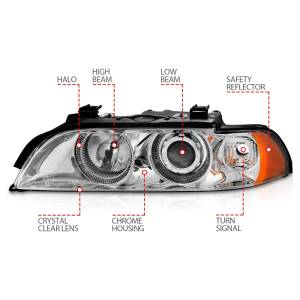 Anzo USA - 121018 | Anzo USA Projector Headlights w/ Halo Chrome (1997-2001 5 Series E39) - Image 6