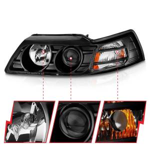 Anzo USA - 121042 | Anzo USA Projector Headlights Black (1999-2004 Mustang) - Image 2