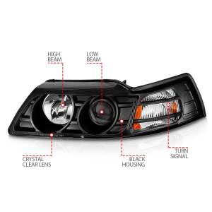 Anzo USA - 121042 | Anzo USA Projector Headlights Black (1999-2004 Mustang) - Image 4