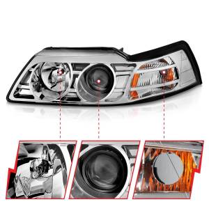 Anzo USA - 121043 | Anzo USA Projector Headlights Chrome (1999-2004 Mustang) - Image 2