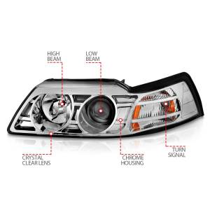 Anzo USA - 121043 | Anzo USA Projector Headlights Chrome (1999-2004 Mustang) - Image 4