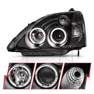 121057 | Anzo USA Projector Headlights w/ Halo Black (2002-2003 Civic)